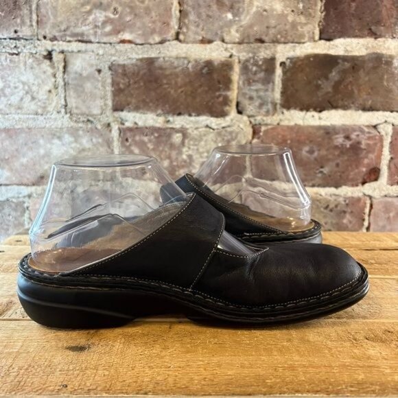 Finn Comfort "Stanford" Clog In Black / Blue Leather Slip- On Size EU 39 US 8-8. - Picture 7 of 11